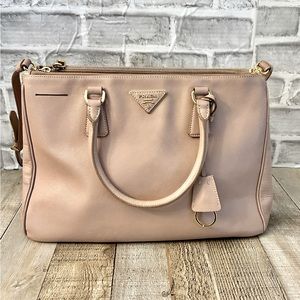 PRADA Galleria Blush SAFFIANO Leather Triple Compartment 2 Way Cross Bod…